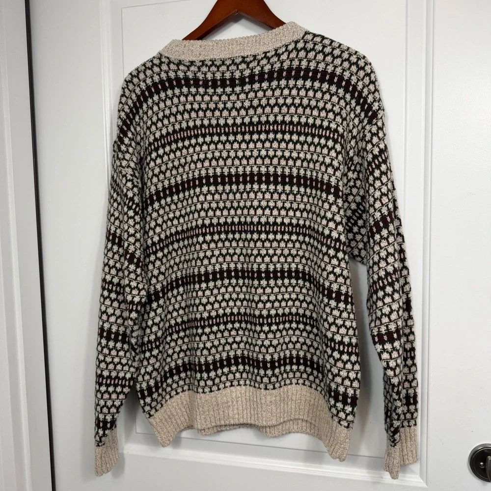 Vintage Liberty Old Glory Sweater Mens M USA Cotton Henley Fair Isle Pullover